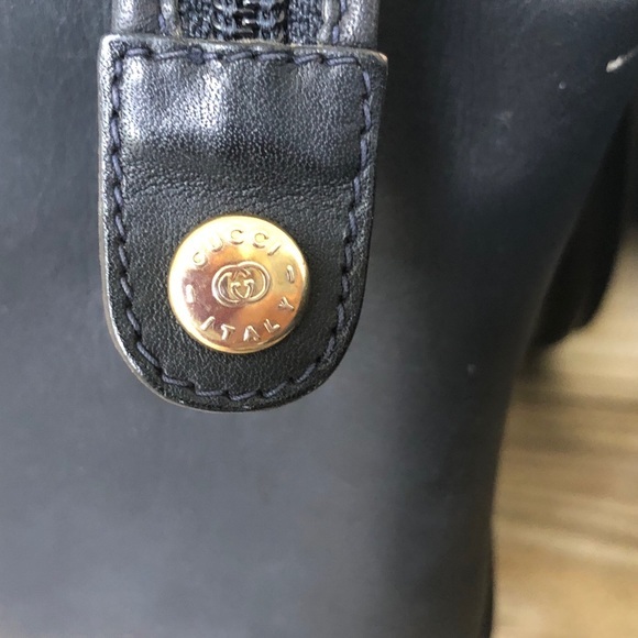 Gucci Navy Microguccissima satchel bag 1980s VTG - Picture 5 of 16